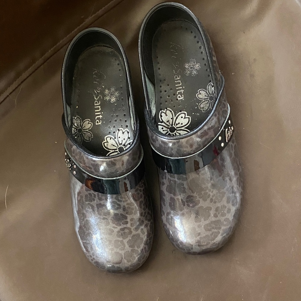 Women’s Sanita Swedish Clogs with Leopard Print Final Markdown